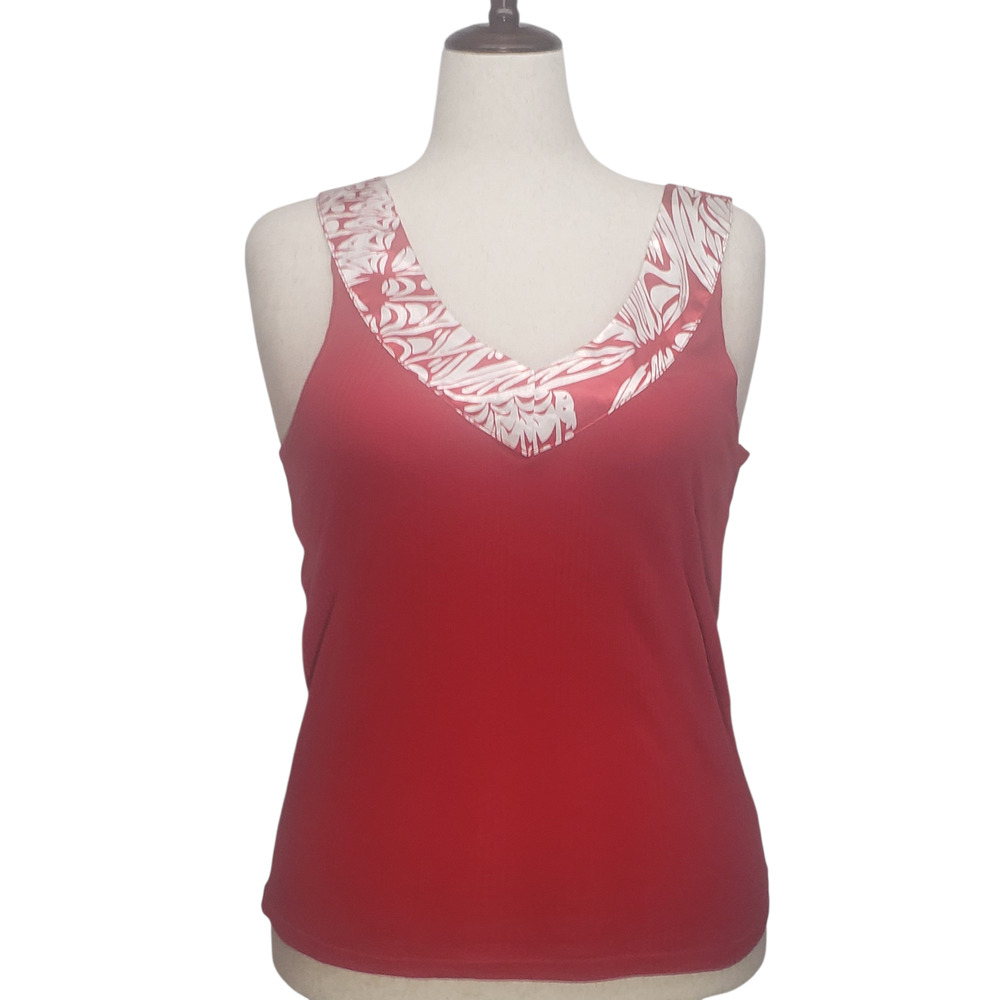 Vintage 90s Holiday Editions Red V-Neck Tank XL Minimalist Professional Workwear
